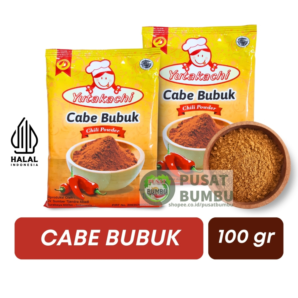 

Cabe Bubuk 100 Gram Yutakachi / bubuk cabe 100gr giling halus / bubuk cabai 100g / Pusat Bumbu