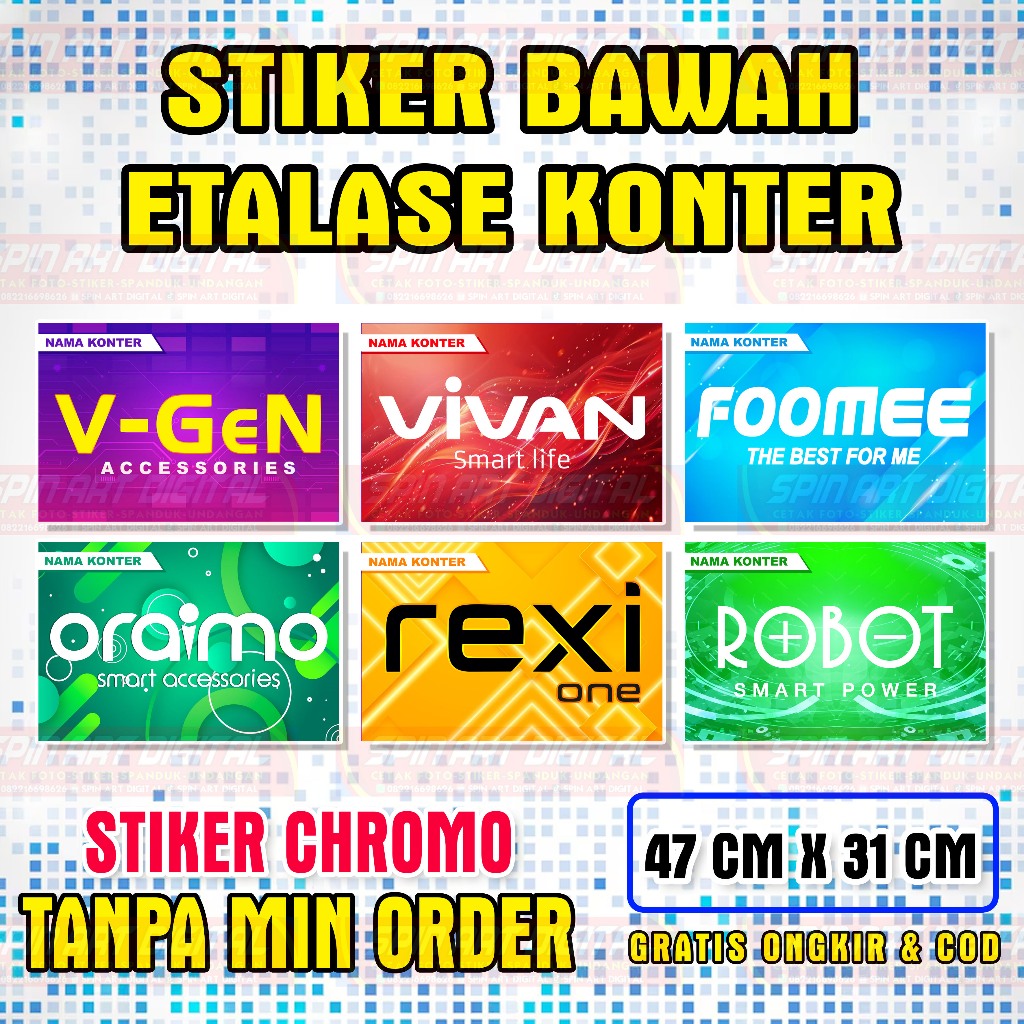 

Stiker Etalase Konter, Stiker Bagian Bawah Etalse Konter Model Aksesories HP / Stiker Hiasan Etalase Konter Pulsa