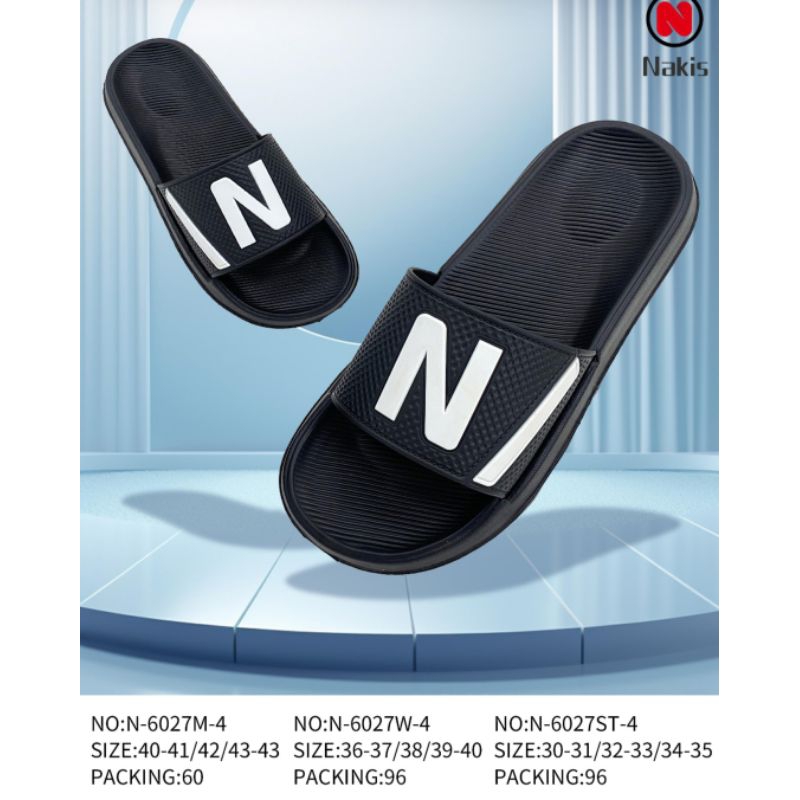 Sandal Selop Karet Pria & Anak Motif N & Jordan Air Hitam Terbaru Karet Empuk Nyaman Ringan 001/6027