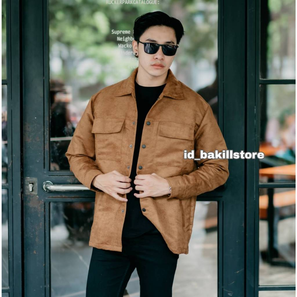 Trucker Suede Jacket Pria Terbaru / Jaket Pria Suede Premium / Suede Shirt Jacket Casual Pria Termur