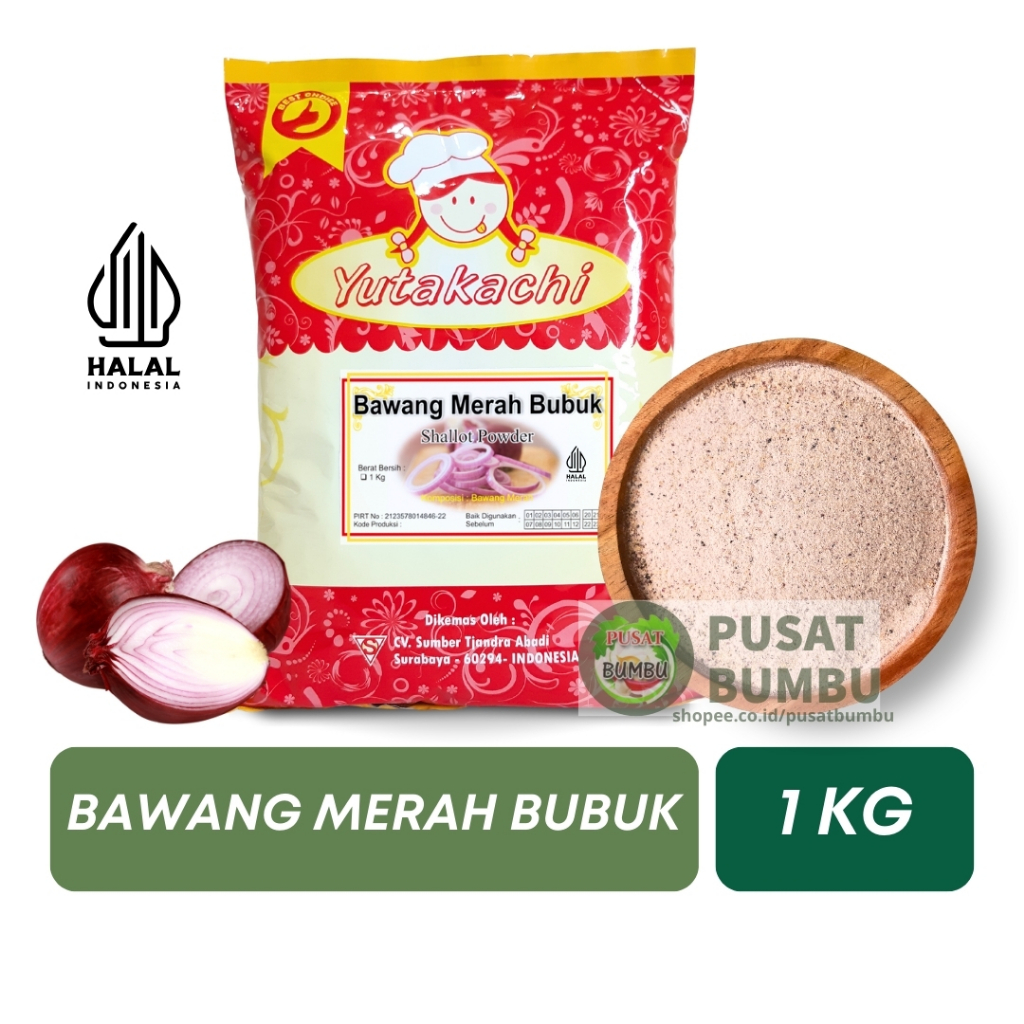 

Bawang Merah Bubuk 1Kg Murni / Red Onion Powder / Onion Powder / Bumbu Masak / Pusat Bumbu