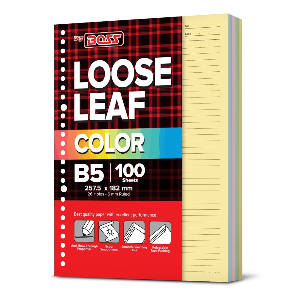 

Big Boss Loose Leaf B5 50 Berwarna (Rainbow) Kertas Garis Pelangi