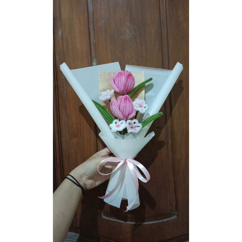 Buket Bunga Kawat Bulu | Buket Bunga Tulip Kawat Bulu | Buket Kawat Bulu Mini