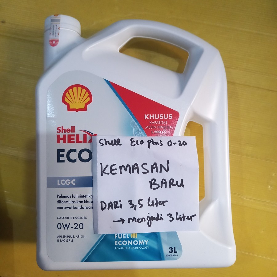 Oli Mobil Shell Helix ECO Plus 0W-20 3 Liter Oli mobil Agya Ayla Calya Sigra Datsun Go Renault Kwid 