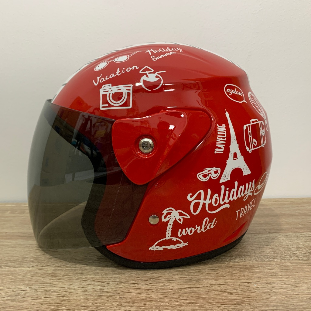 Helm Evo Traveling Merah Glossy Nouvo - Helm SNI - Helm Dewasa