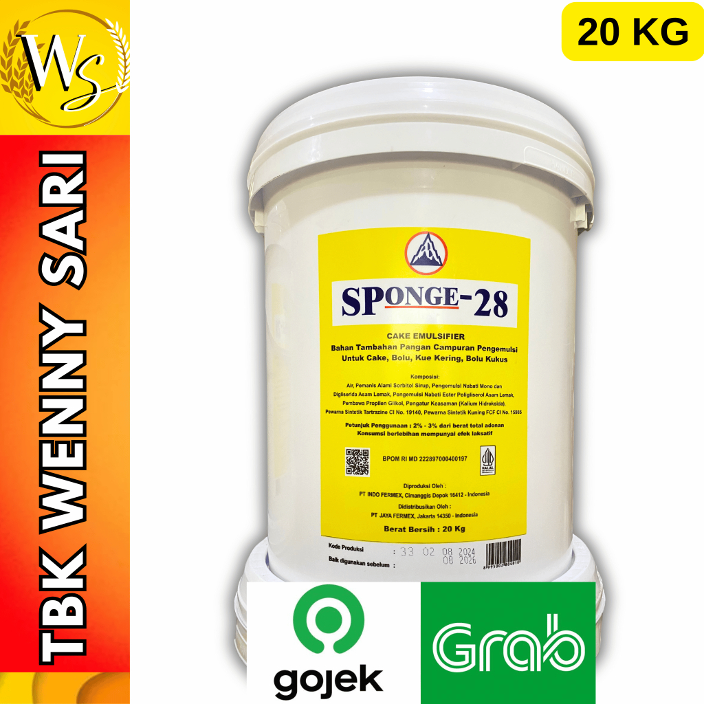 

SP CAKE EMULSIFIER SPONGE-28 20 KG /1 PAIL (Khusus Gosend Instant dan Grab Instant )