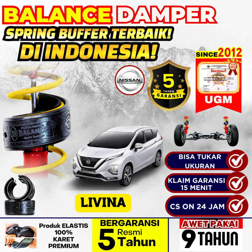 Spring Buffer BALANCE Damper Shock Khusus Mobil LIVINA Dumper GARANSI 5 Tahun, Kualitas BERSERTIFIKA