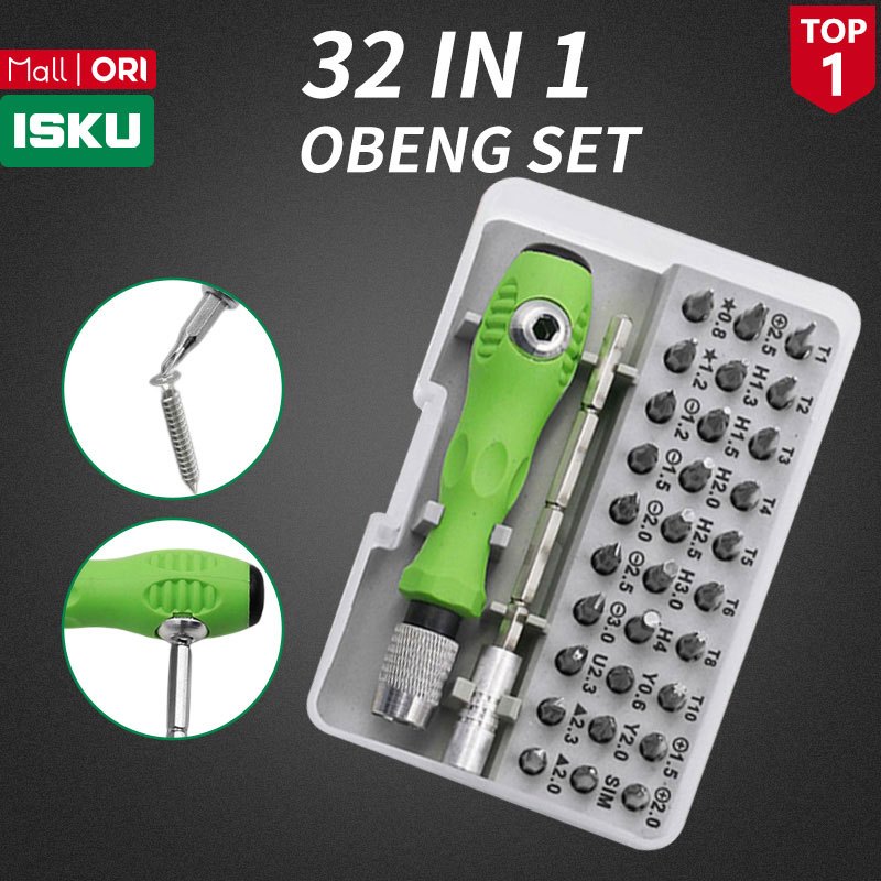 ISKU Obeng Presisi Set 32 in 1 Screwdriver Set HP Magnetik Presisi Obeng Kecil Reparasi Untuk Alat P