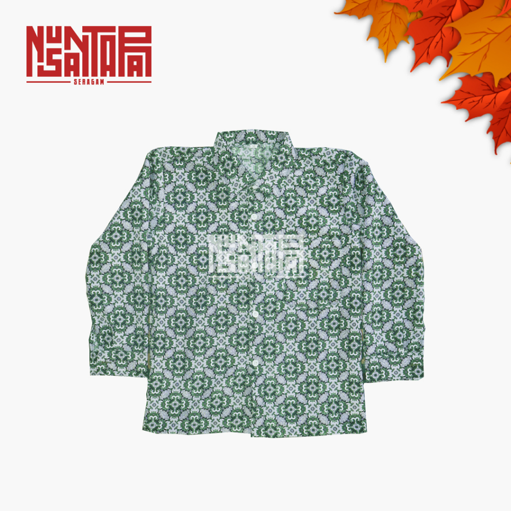 Baju Batik Seragam Sekolah Dasar (SD) Motif Bunga Nusa Lengan Panjang