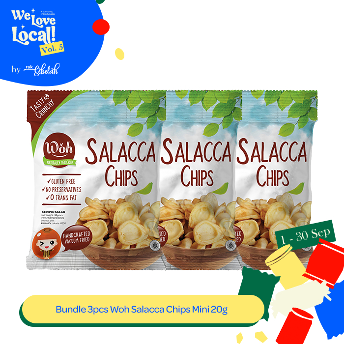 

Bundle 3pcs - Woh MINI Salacca Chips 20gr - Keripik Buah Salak Kering Gluten Free Less Oil Halal | Dried Fruit Chips | Gluten Free Snack