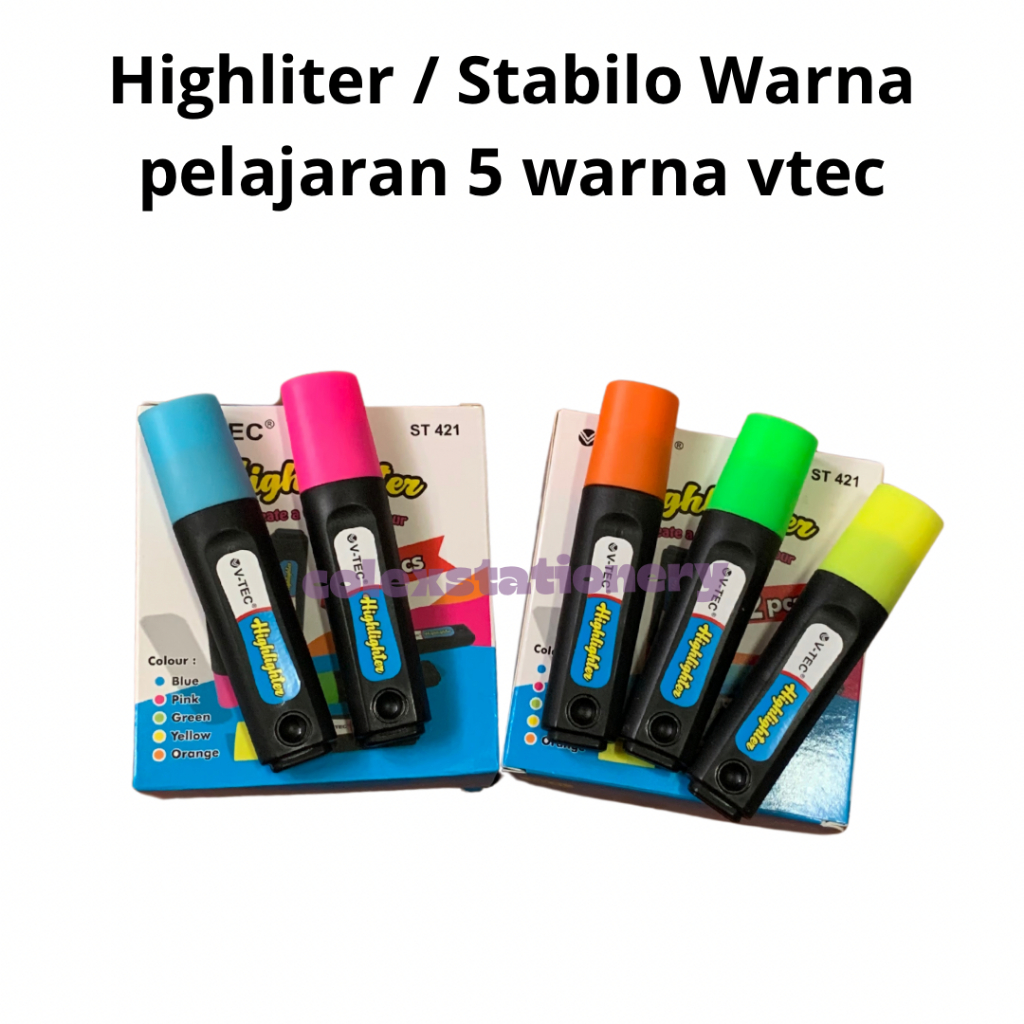 

Stabilo Penanda / Highliter Penanda Warna Murah / Penanda Buku Bewarna 5 Warna Vtec