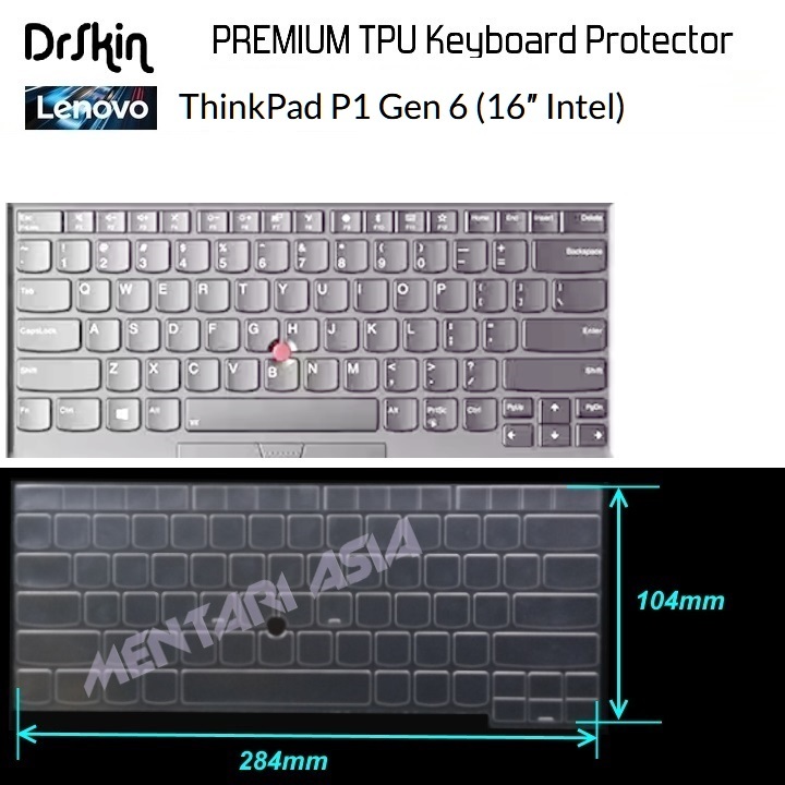 Keyboard Protector Lenovo ThinkPad P1 Gen-6 - DrSkin PREMIUM TPU Clear