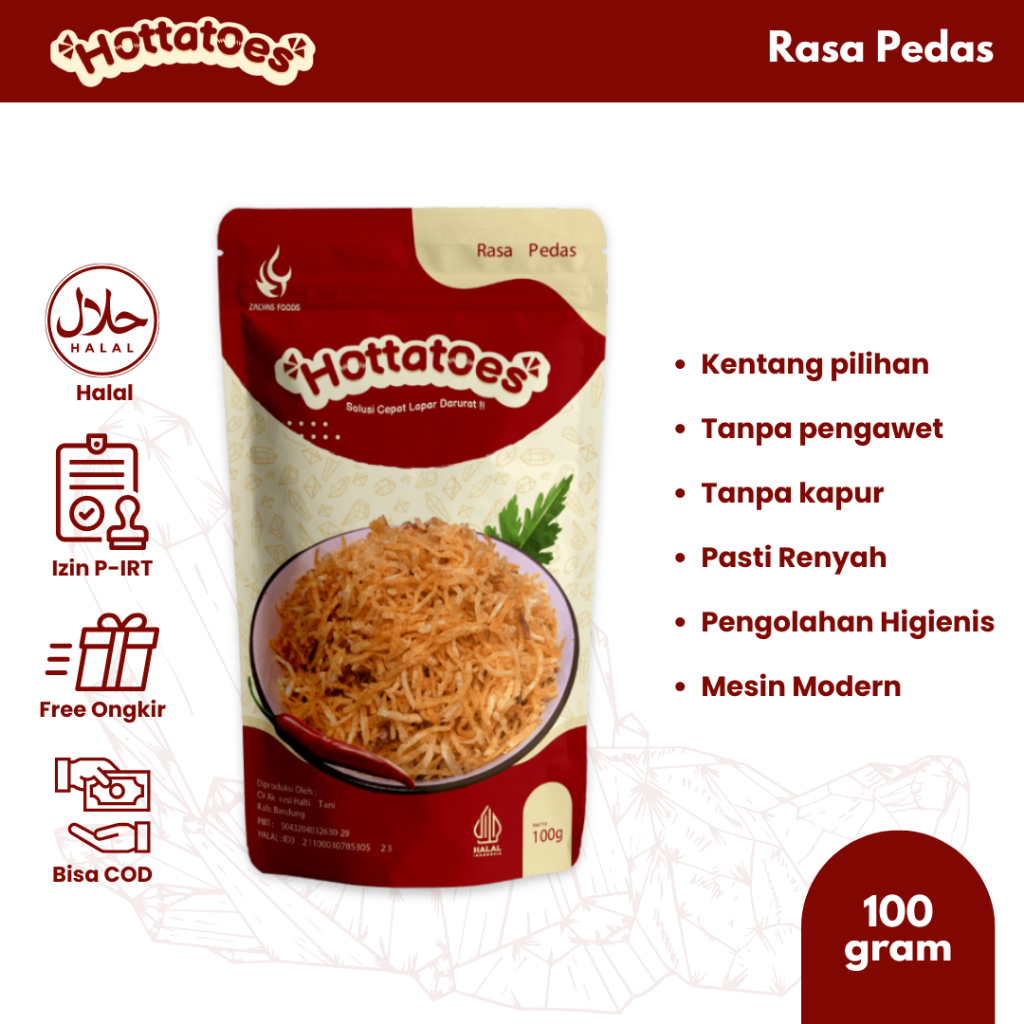 

HOTTATOES PEDAS Snack Kering Kentang Rasa Pedas - 100 g