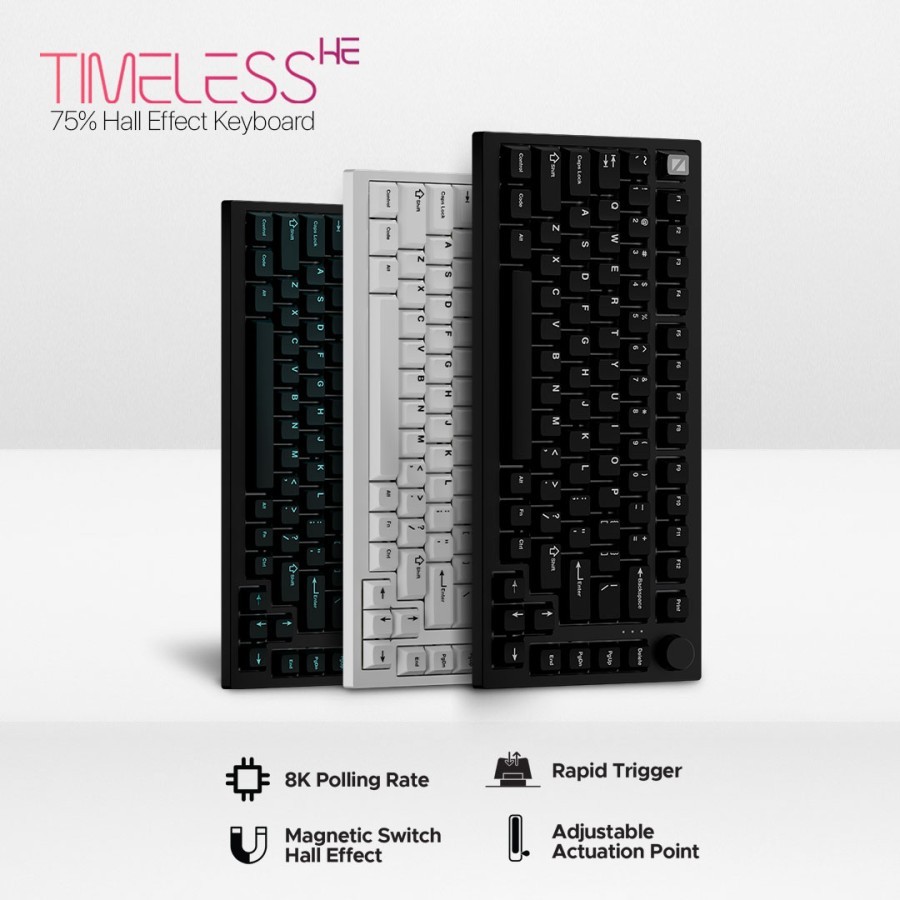 noir Timeless HE Keyboard Mekanis 75% Hall Effect