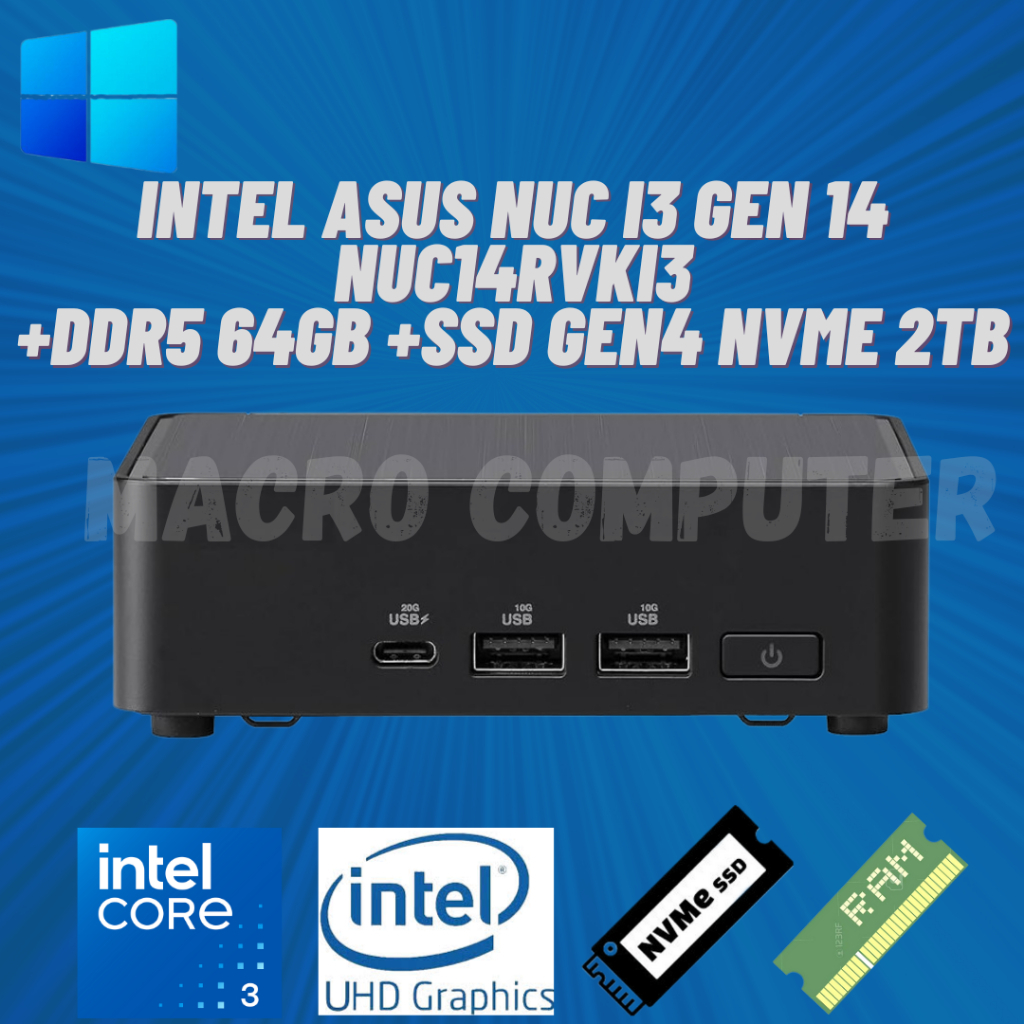 MINI PC INTEL NUC / ASUS NUC i3 GEN 14 ULTRA 3 FULLSET WIN11 +RAM +SSD |ASUS NUC14RVKI3 / NUC 14RVKI