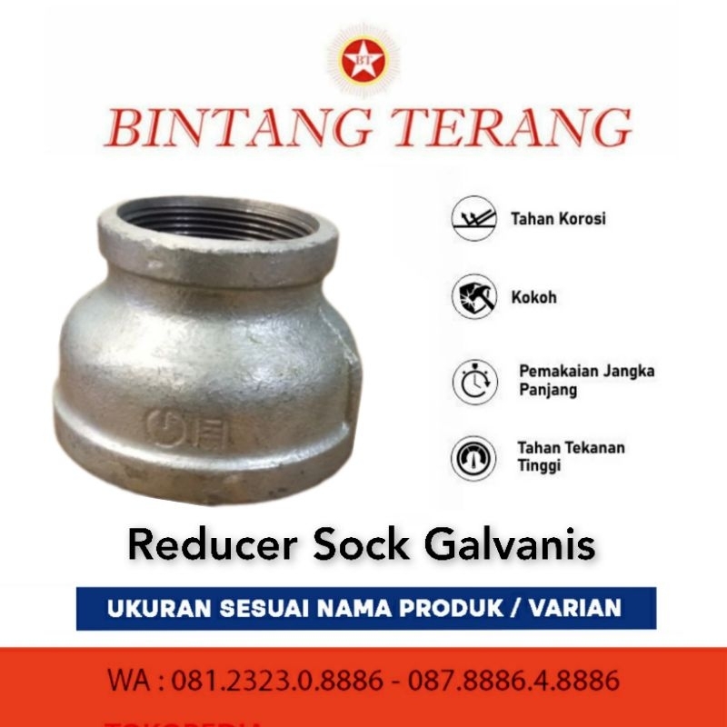 Reducer Galvanis 4 x 2" / Vlok Sok Galvanis / Verlop Sok / Reducer Socket Besi Galvanis / Reduser