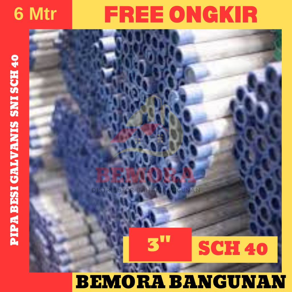 Pipa galvanis Sch40 SNI 3 inch (free ongkir jabodetabek)