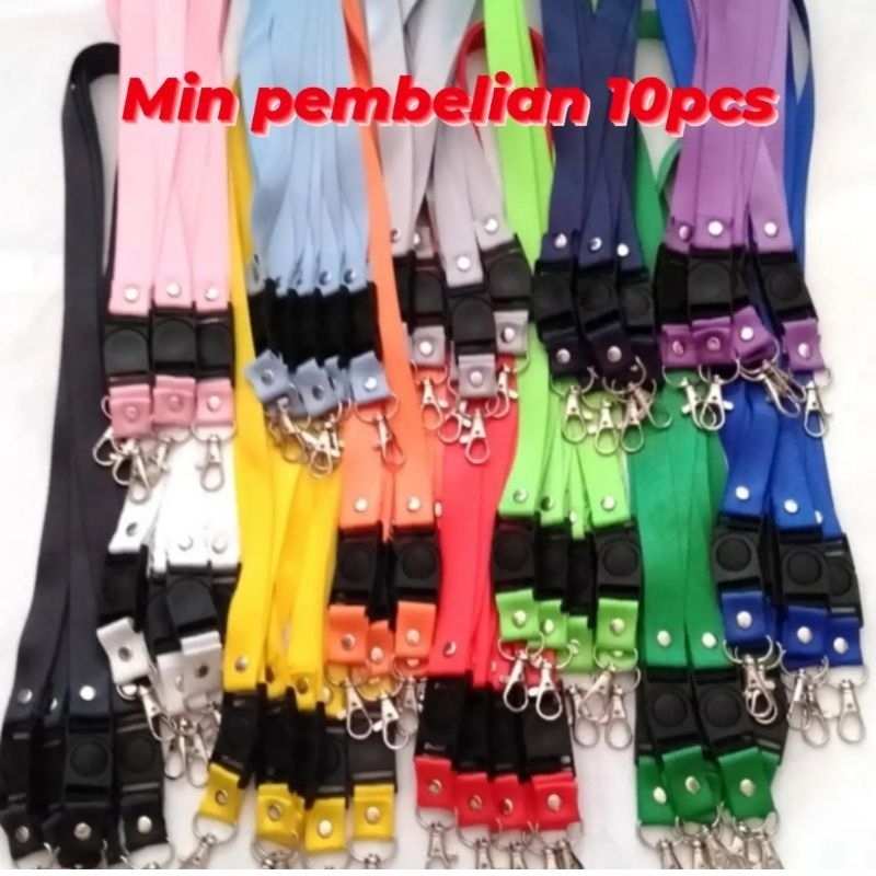 [1pcs] tali lanyard id card 2cm polos / tali id card 2cm + stoper
