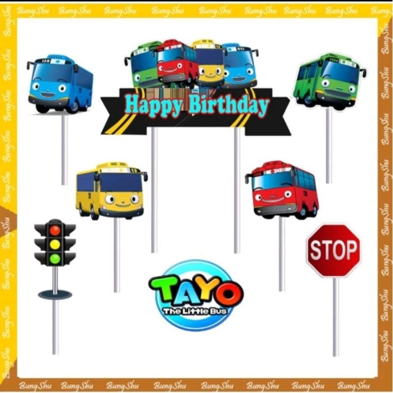 topper tayo,topper cake,topper happy birthday,topper karakter tayo