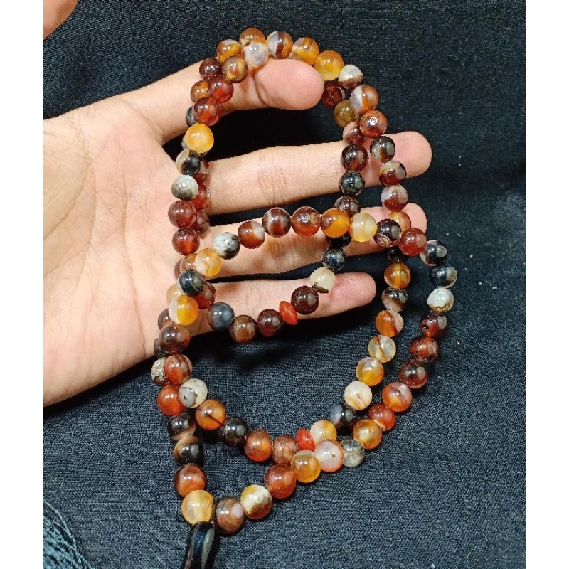TASBIH BATU AKIK YAMAN ASLI NATURAL 99 BUTIR