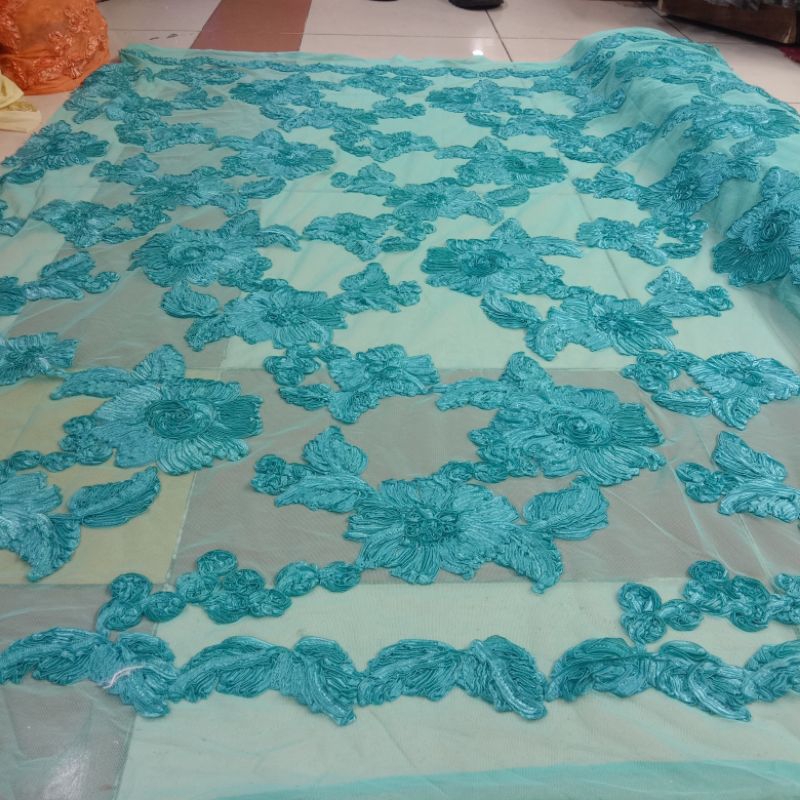 Kain Tille 3D Bunga Timbul Jepang