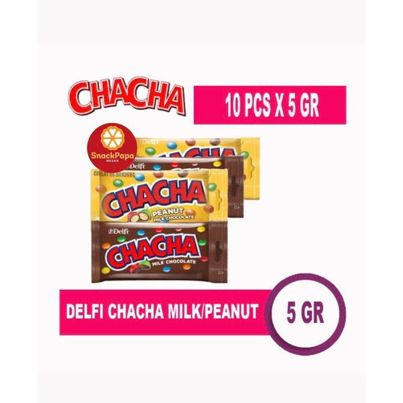 

CHACHA MILK CHOCOLATE @5G [1 RENCENG ISI 10 BUNGKUS+ BONUS 1 ] | CHACHA KACANG COKELAT | DELFI CHACHA PEANUT MILK CHOCOLATE