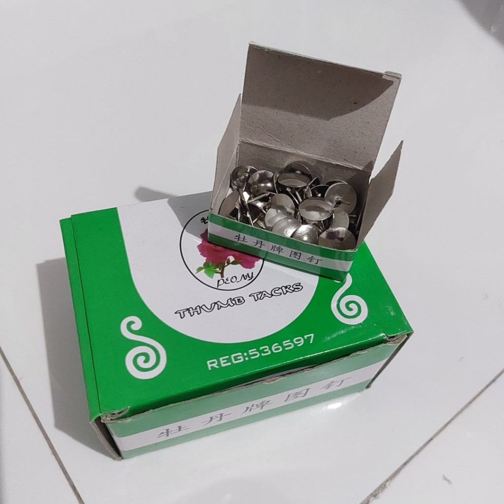 

1 BOX (ISI 10 PACK) Pines Peony ASLI Thumb Tacks