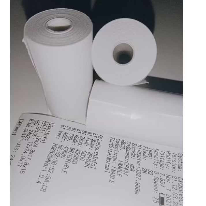 

10 pcs Kertas struk thermal roll 57x30mm coreles