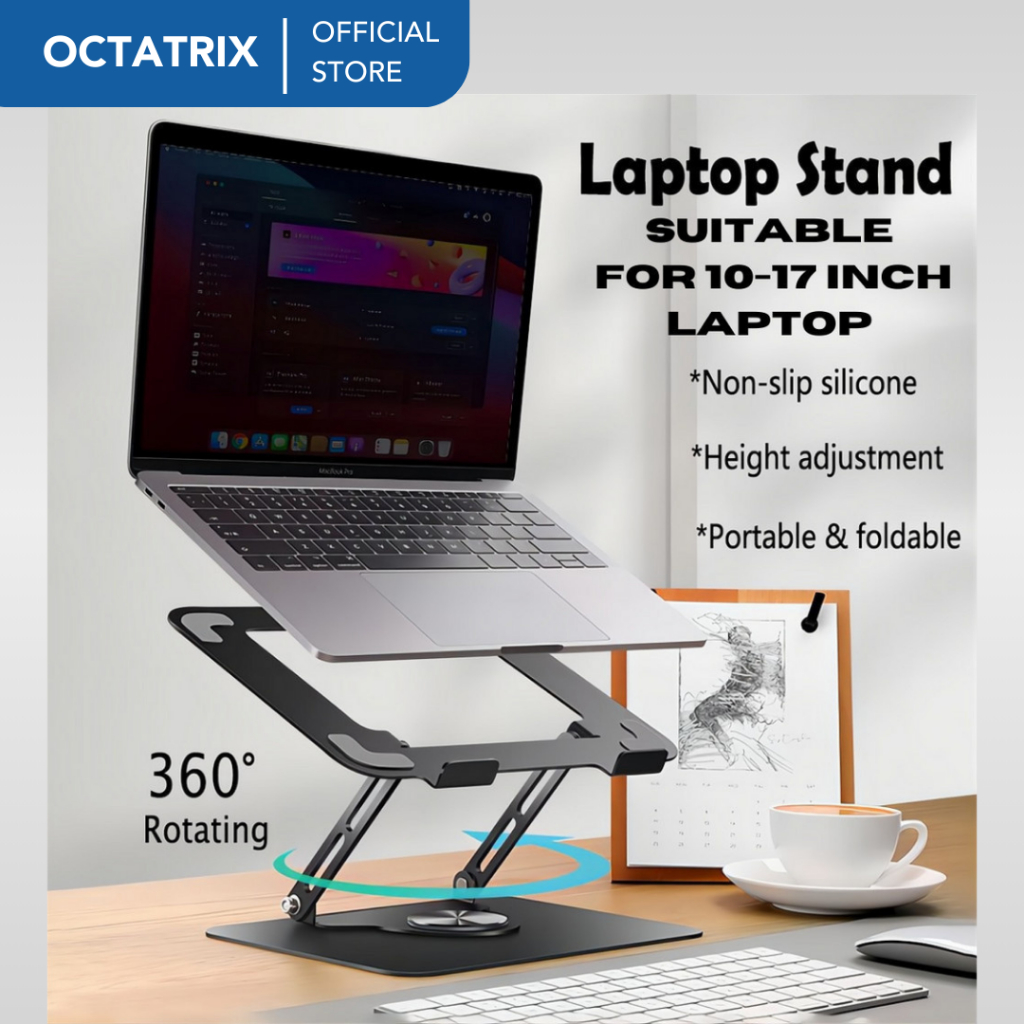 Universal Stand Laptop Aluminium 360 Rotating Alumunium For Laptop MacBook Asus acer 11-17.3" inch H