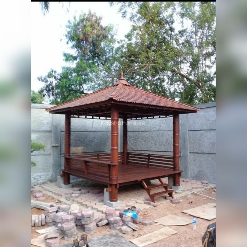 Gazebo Tiang Motif Bambu | Jual Gasebo Kayu Kelapa