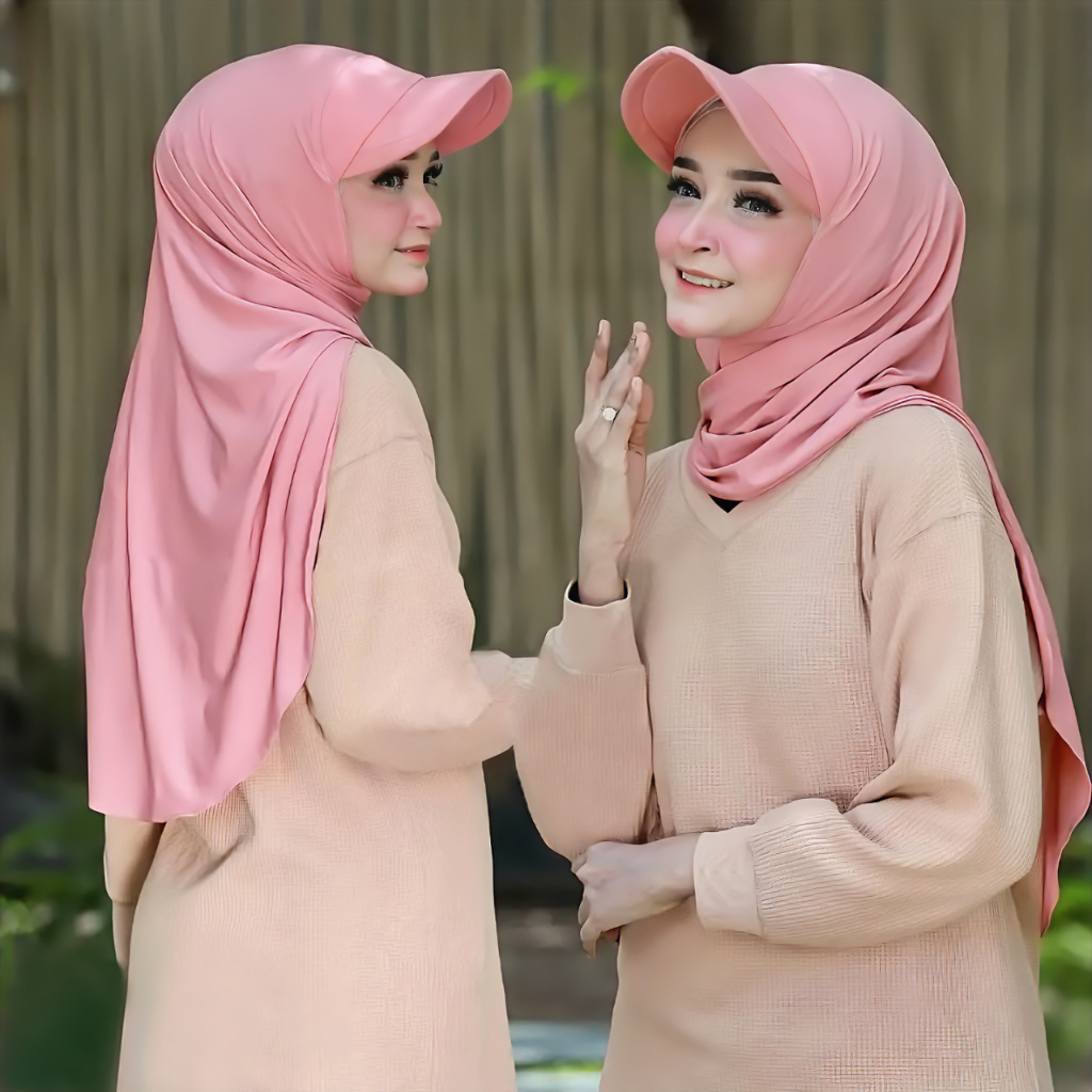 Atalya Hijab Kerudung Topi Pashmina Oval Jersy Instan Sporty Hijab / Jilbab Olahraga / Pashmina