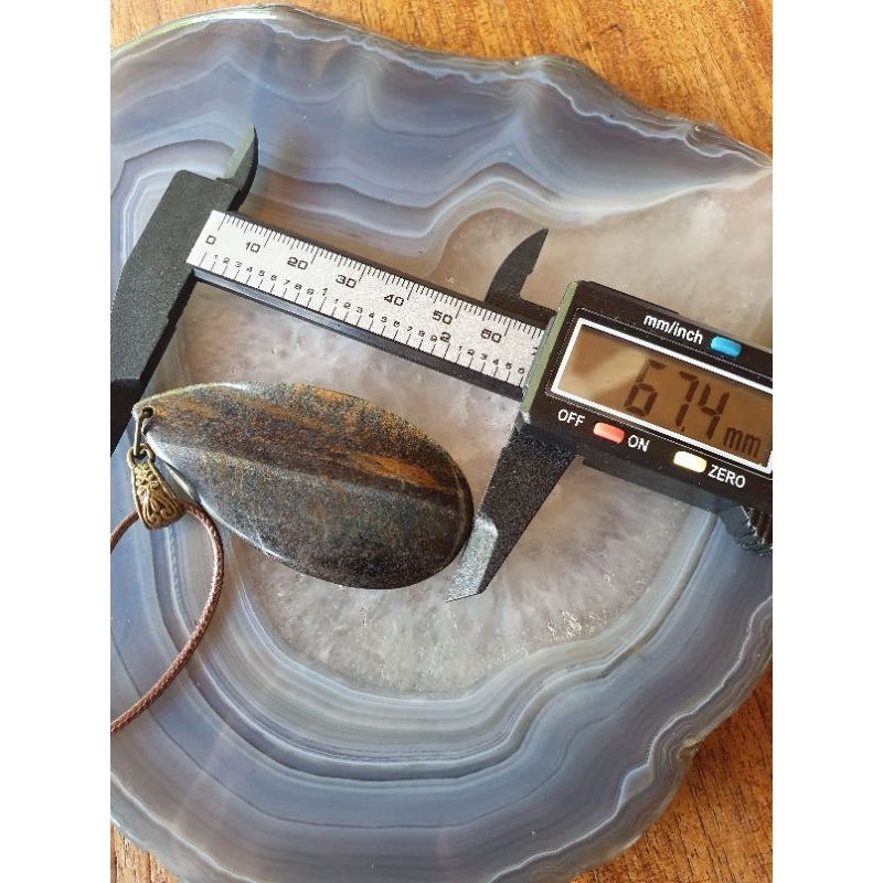 #8418 - Blue Tiger Eye Natural Batu Liontin, Fashion Jewelry, Pendant Necklace Kalung Crystal Asli G