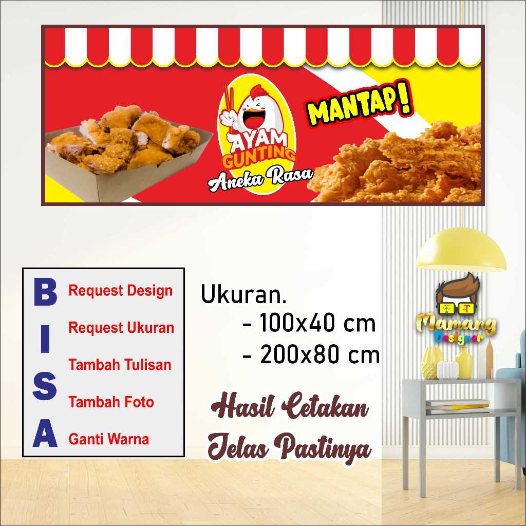 Custom Spanduk MMT Banner Ayam Gunting atau Chicken Gunting bb