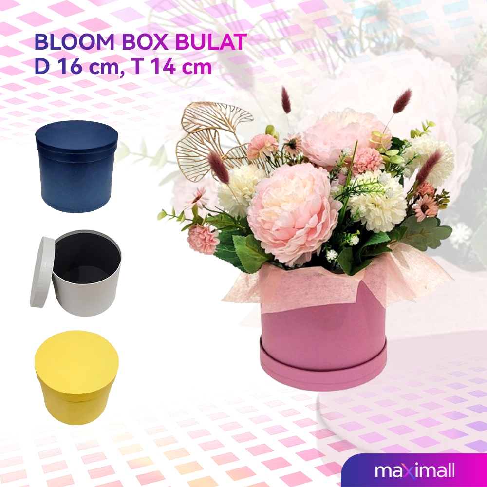 

Bloom Box Bulat Warna-Warni / Kotak Buket Bunga Polos Kosong D 16 cm x T 14 cm