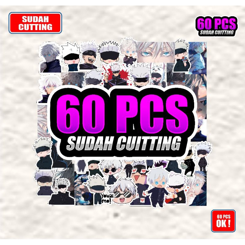 

Stiker Anime gojo satoru isi 50-60pcs sudah cutting vynil anti air