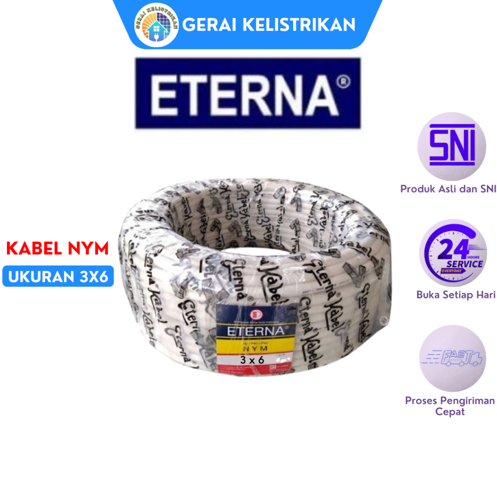 Kabel NYM 3X6 ETERNA Kabel LIstrik Kawat Tembaga