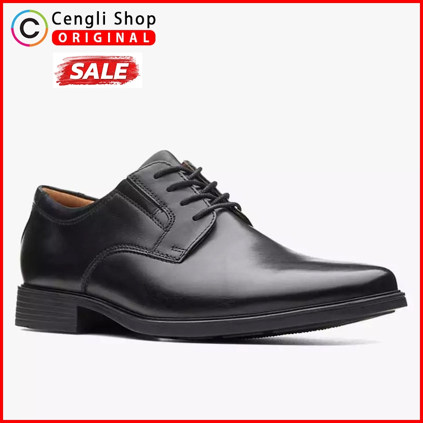 SEPATU KULIT CLARKS PRIA ORIGINAL PANTOFEL DERBY FORMAL KERJA KANTOR BRANDED ASLI ORI HITAM CM02