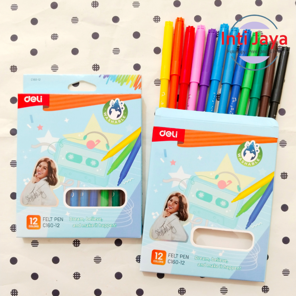 

Spidol 12 Warna Deli Felt Pen dapat di Cuci
