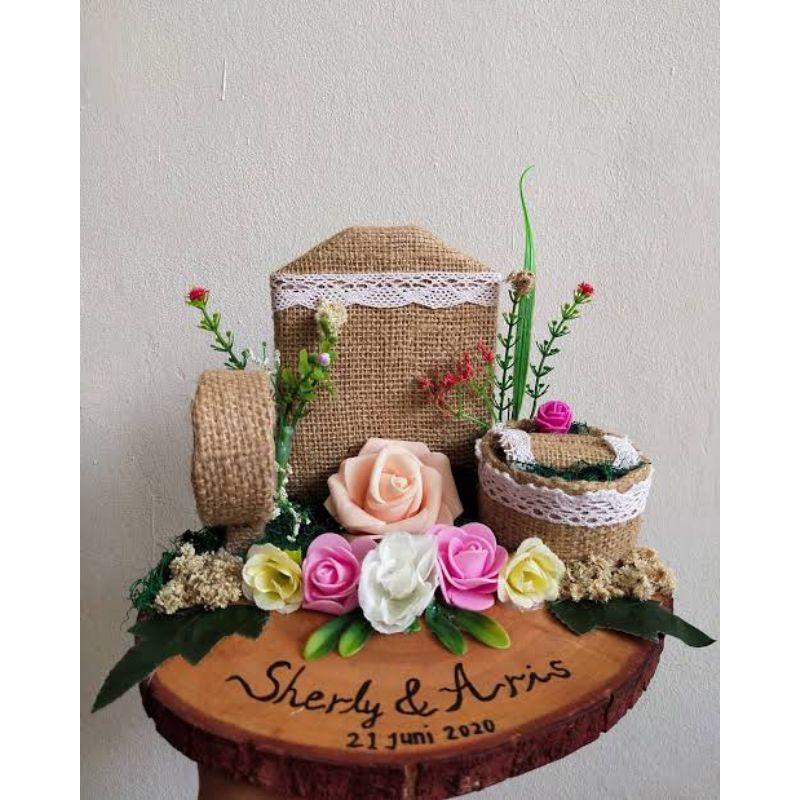 TEMPAT SESERAHAN/DISPLAY SESERAHAN KALUNG GELANG CINCIN/TEMPAT MAHAR RUSTIC SET LENGKAP