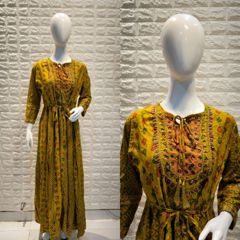 GAMIS MODEL HINDI RAYON SONGKET/BAJU PANJANG STYLE INDIA/GAMIS CEWE STYLE INDIA/GAMIS HINDI WARNA GO