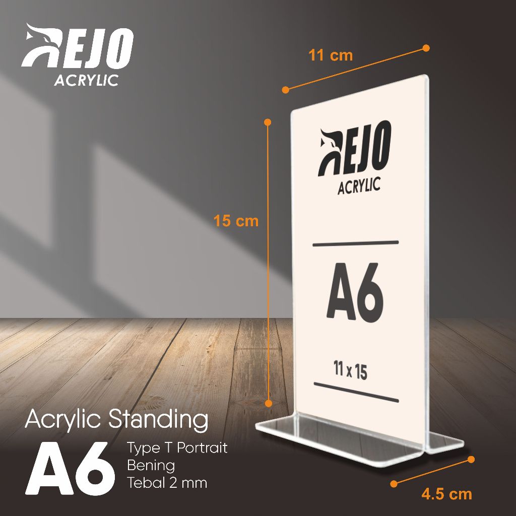 

Acrylic Display standing A6 Tent Card akrilik meja ukuran 15x11 cm potrait Tent Holder tempat brosur