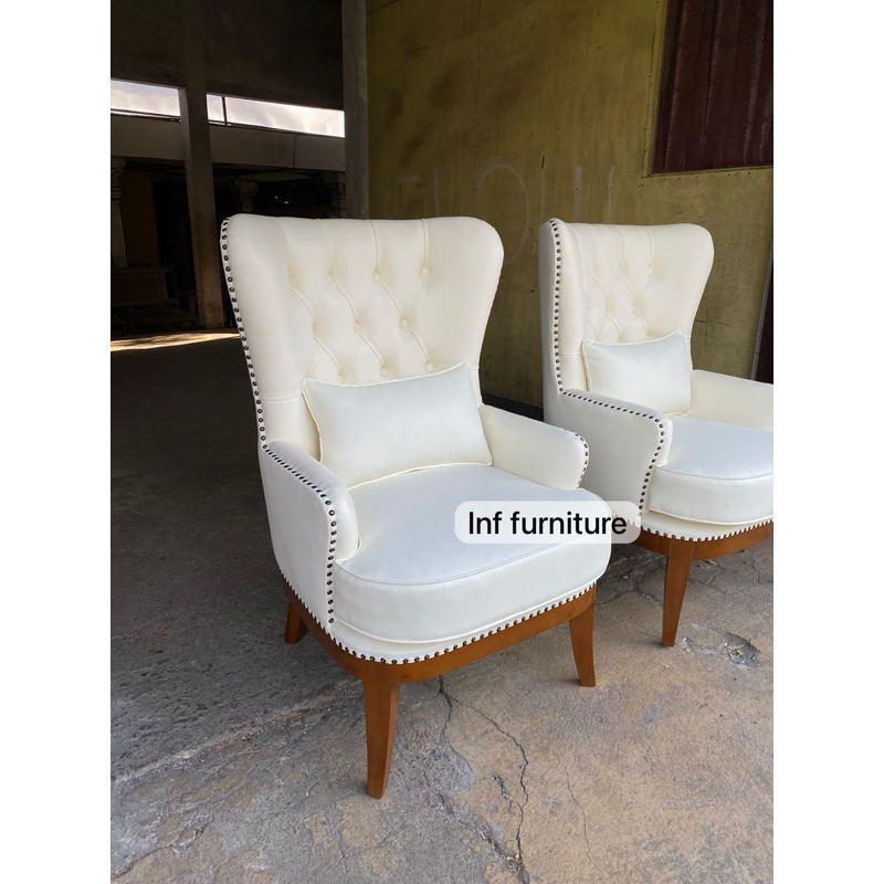 sofa single cantik sofa minimalis single wing chair minimalis free bantal  bahan kulit sintetis osca