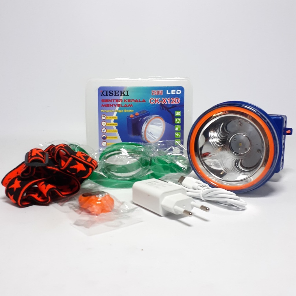 Senter Kepala selam 250Wat Cahaya Putih dan Cahaya Kuning Kiseki Ck-x12D / senter Kepala Kiseki 250W