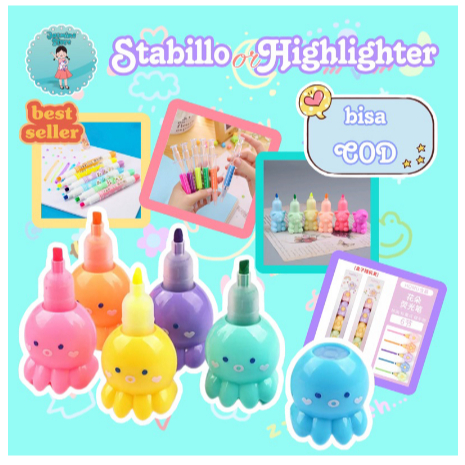 

Stabilo pastel/Highlighter/Stabilo/Highlighter Popsicle/Stabillo Warna/Highlighter Warna Warni/Highlighter Octopus Bunga/Stabilo Gurit