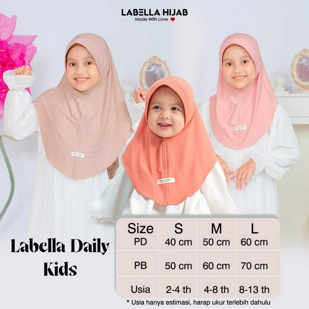 LABELLA DAILY KIDS || Hijab Anak Daily Instan Bahan Jesey Premium yang Nyaman Dipakai Sehari hari