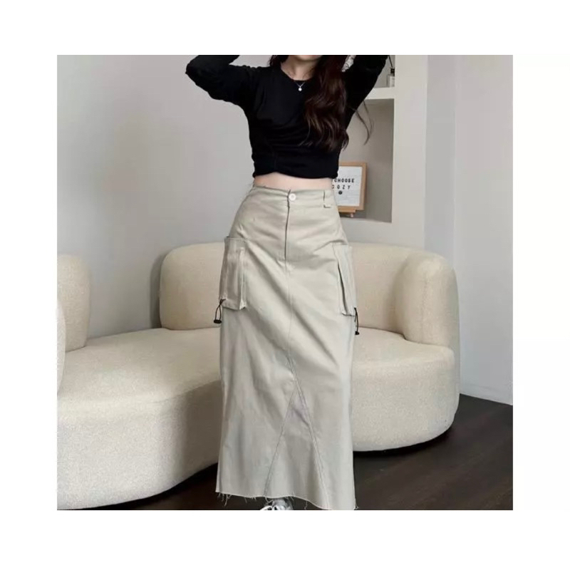 ROK CARGO SERUT / ROK CARGO WANITA PANJANG / ROK CARGO WANITA PREMIUM