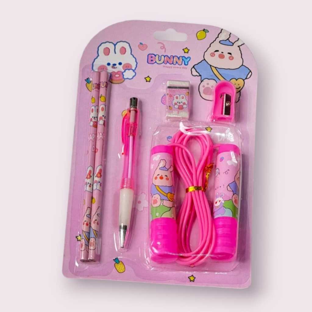 

Stationery Set 6 in 1 Alat Tulis Anak Sekolah Penghapus penggaris Pensil Serutan Karakter Lucu