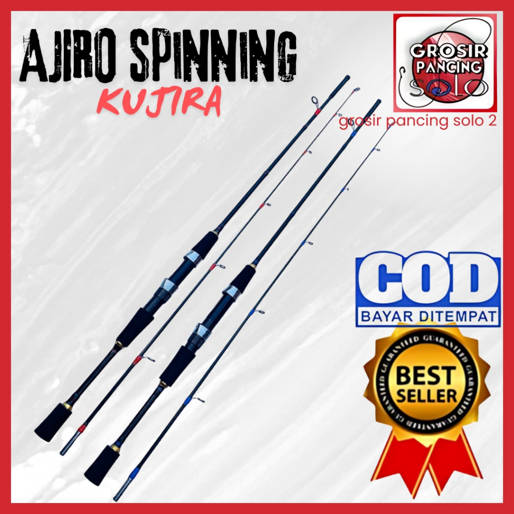 Joran pancing Spinning Casting Murah AJIRO KUJIRA kujiro HITAM Fiber Solid Padat Murah