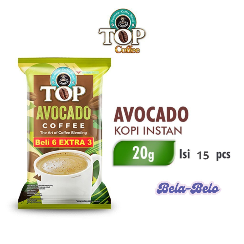 

Top Coffee Kopi Instan Avocado 22 gr 1 renteng isi 15 sachet