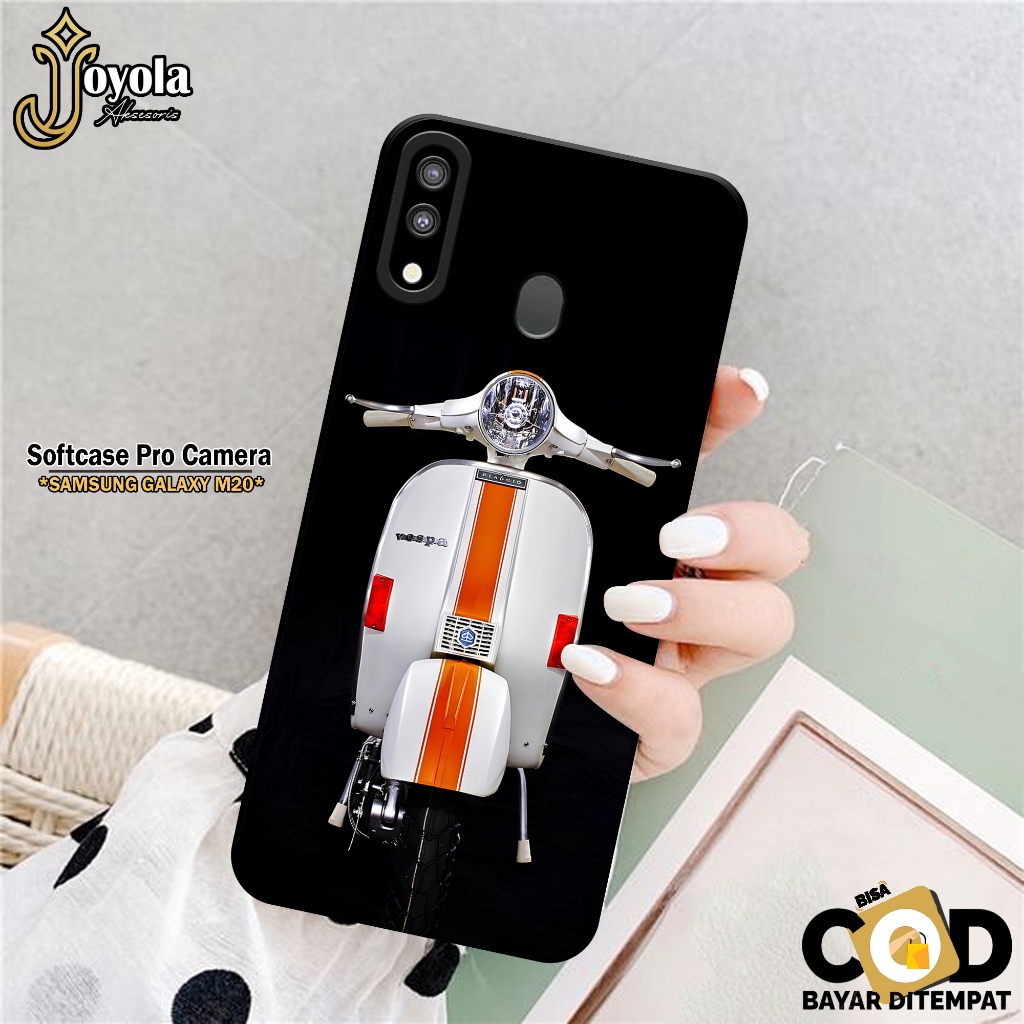 JOYOLA Case Samsung Galaxy M20 - Fahion Case Vespa - Softcase Samsung Galaxy M20 - Pro Camera - Casi